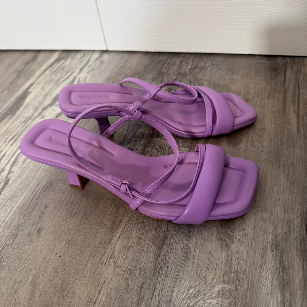 Vince Lavender Purple Strappy Square-Toe Sandals